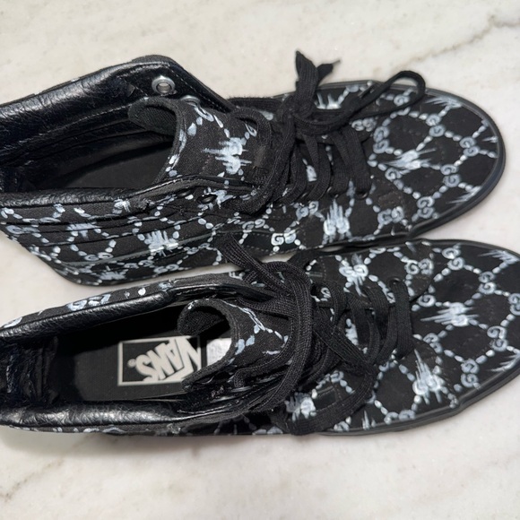 Vans Black and White High-Top Sneakers with Monogram Design - Picture 4 of 4